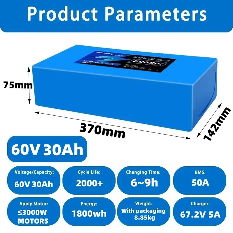   전기 오토바이, 스쿠터, 자전거용 60V 20AH  - 60V 30Ah 21700 Battery Pack 리뷰 및 가격